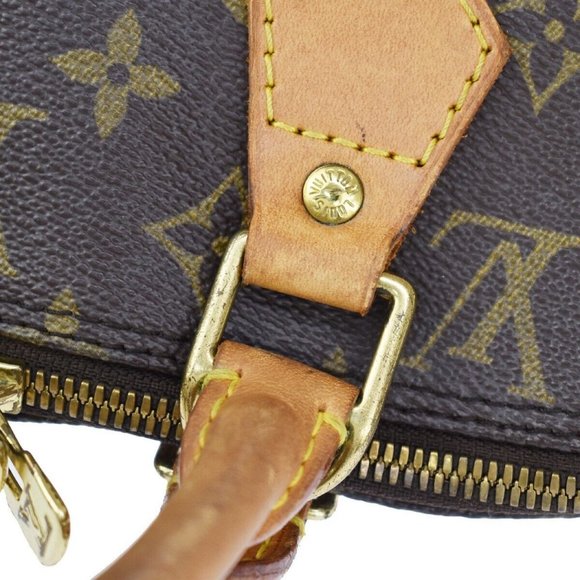 Authentic LOUIS VUITTON LV Logo Alma Hand Bag Monogram Leather Brown France - Picture 8 of 10